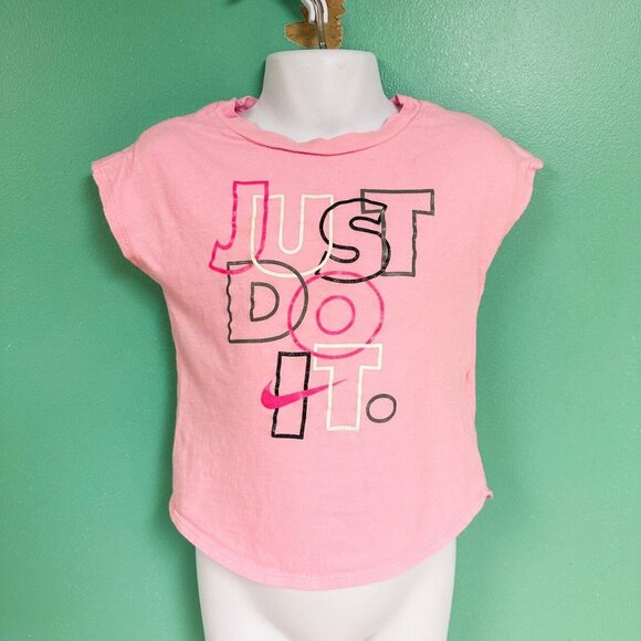 Nike Light Pink “Just Do It” Graphic Tee Toddler Girls Size 4T - Picture 2 of 7